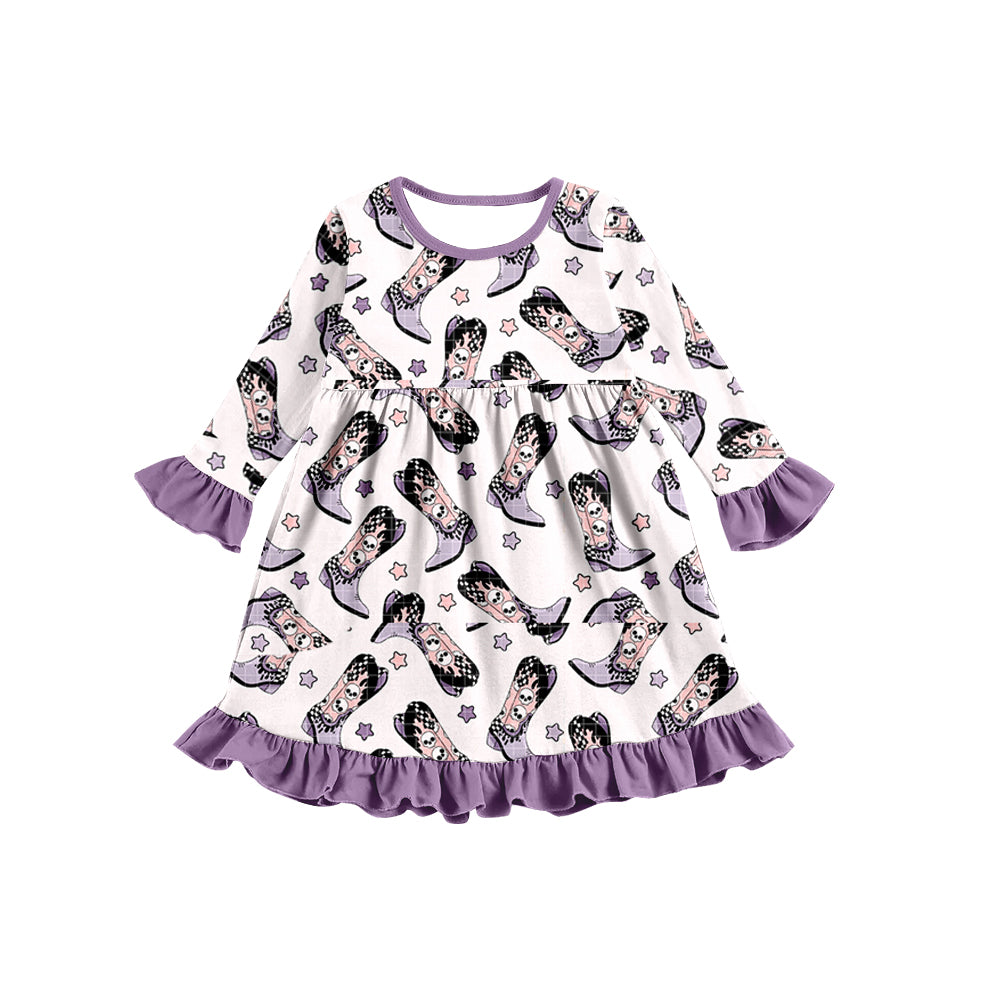 6.23 custom each style moq 5eta 4-6week Sibling Sister cowgirl purple baby boys sets and dress and rompers match family design