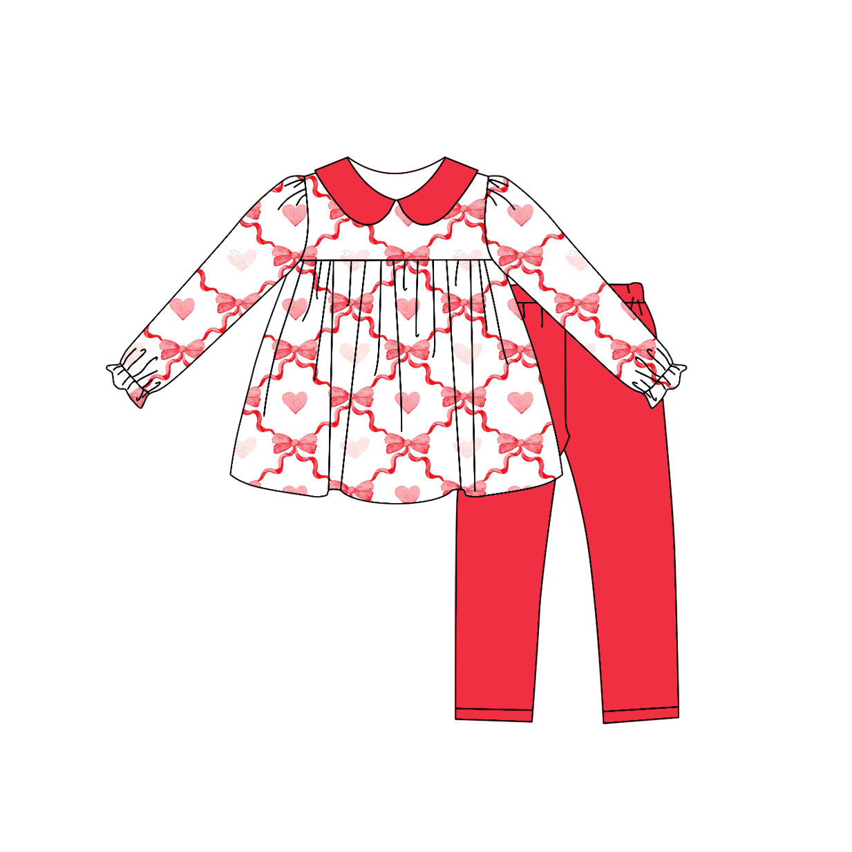 9.8 custom each style moq 5eta 4-6week baby girls clothes love pink long sleeve pants sets