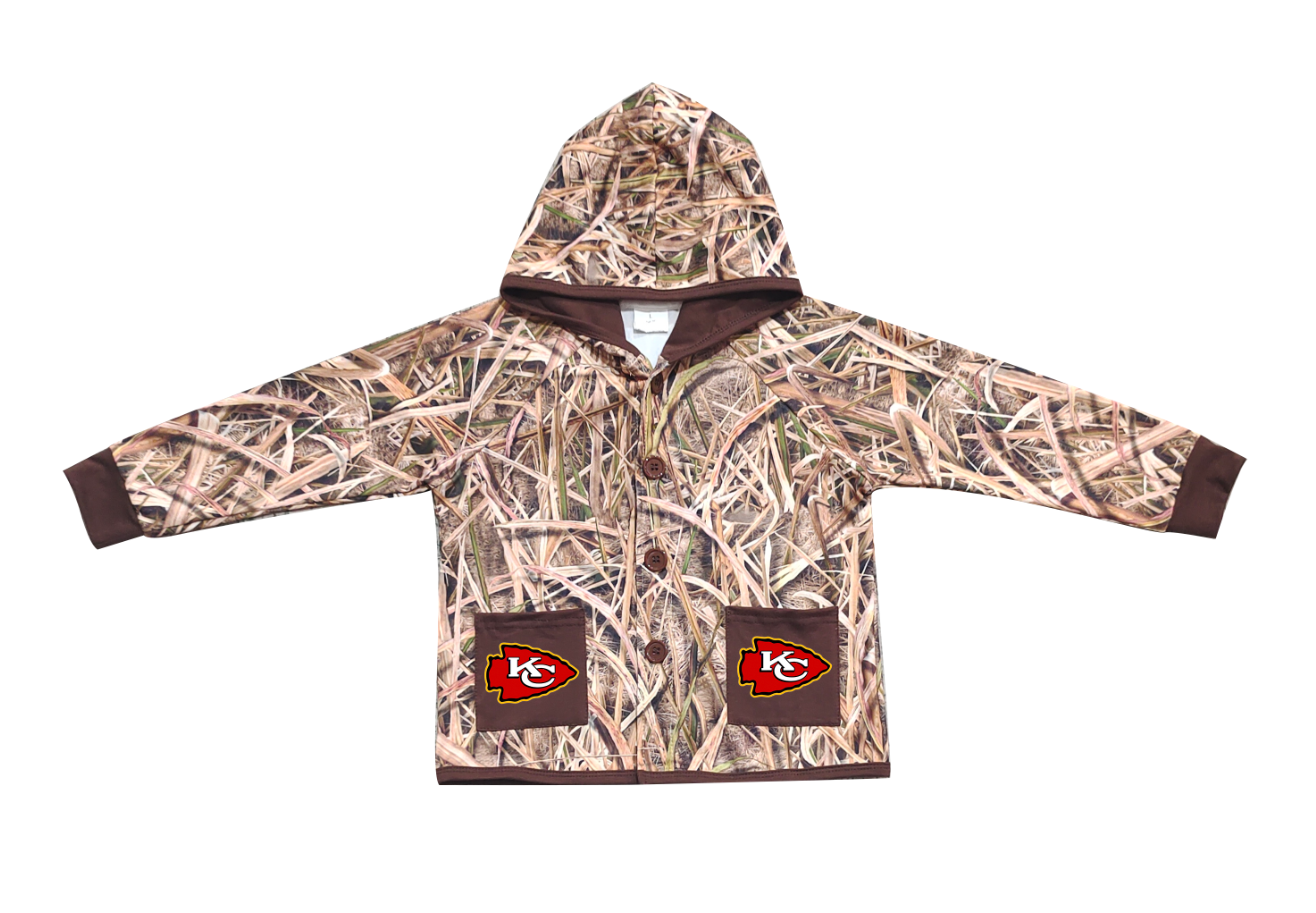 Custom moq 5 mix size milk silk baby boys clothes team summer camouflage button hooded long sleeve top-25.11.25