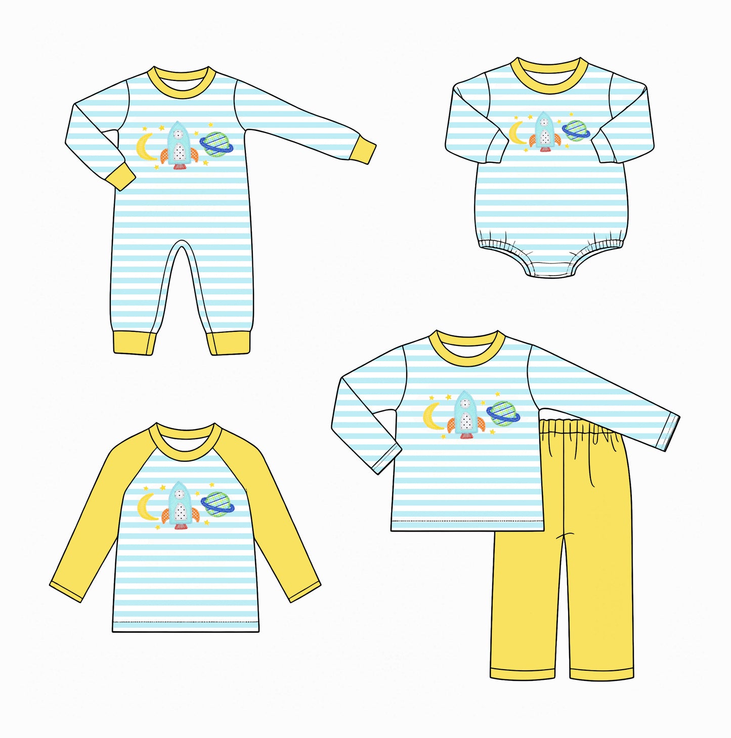 (Pre Order) No moq Casual Blue Striped Long Sleeve Top Pants And Matching Romper