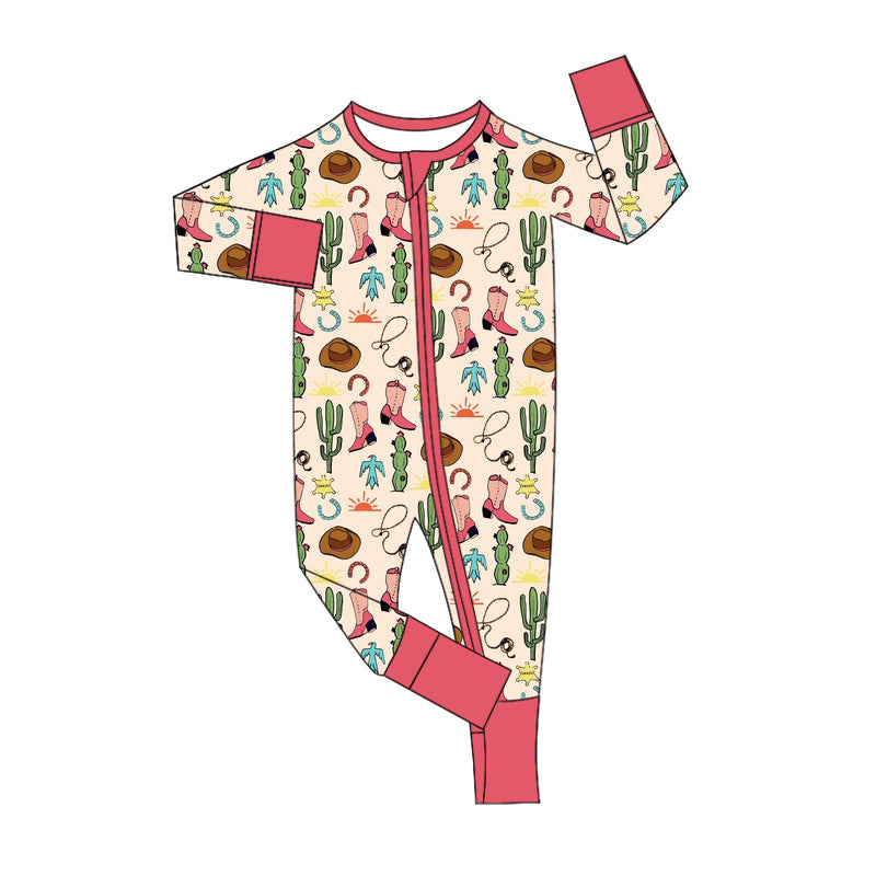 10.15 custom each style moq 5eta 4-6week Sibling boot catcus pink baby boys sets and rompers match family design