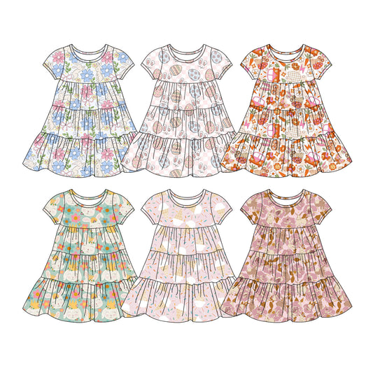 25.11.12 custom each style moq 5 eta 6-8week Sibling Sister bunny baby girl short sleeves dress 6 match design