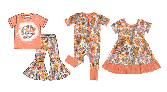 12.6 custom each style moq 5eta 4-6week Sibling Sister LOVE CLUB baby girl sets and dress and rompers match family design
