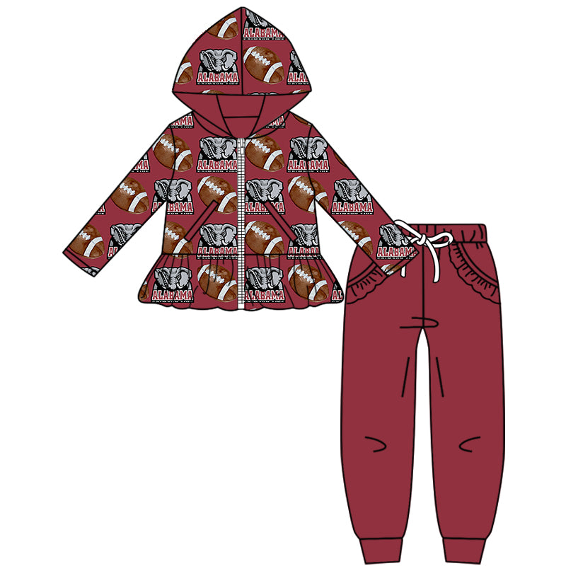 Custom moq 5 mix size milk silk summer teams baby girls clothes brick red hooded long sleeve pants sets and boy sets and dress and tops 2-25.8.19