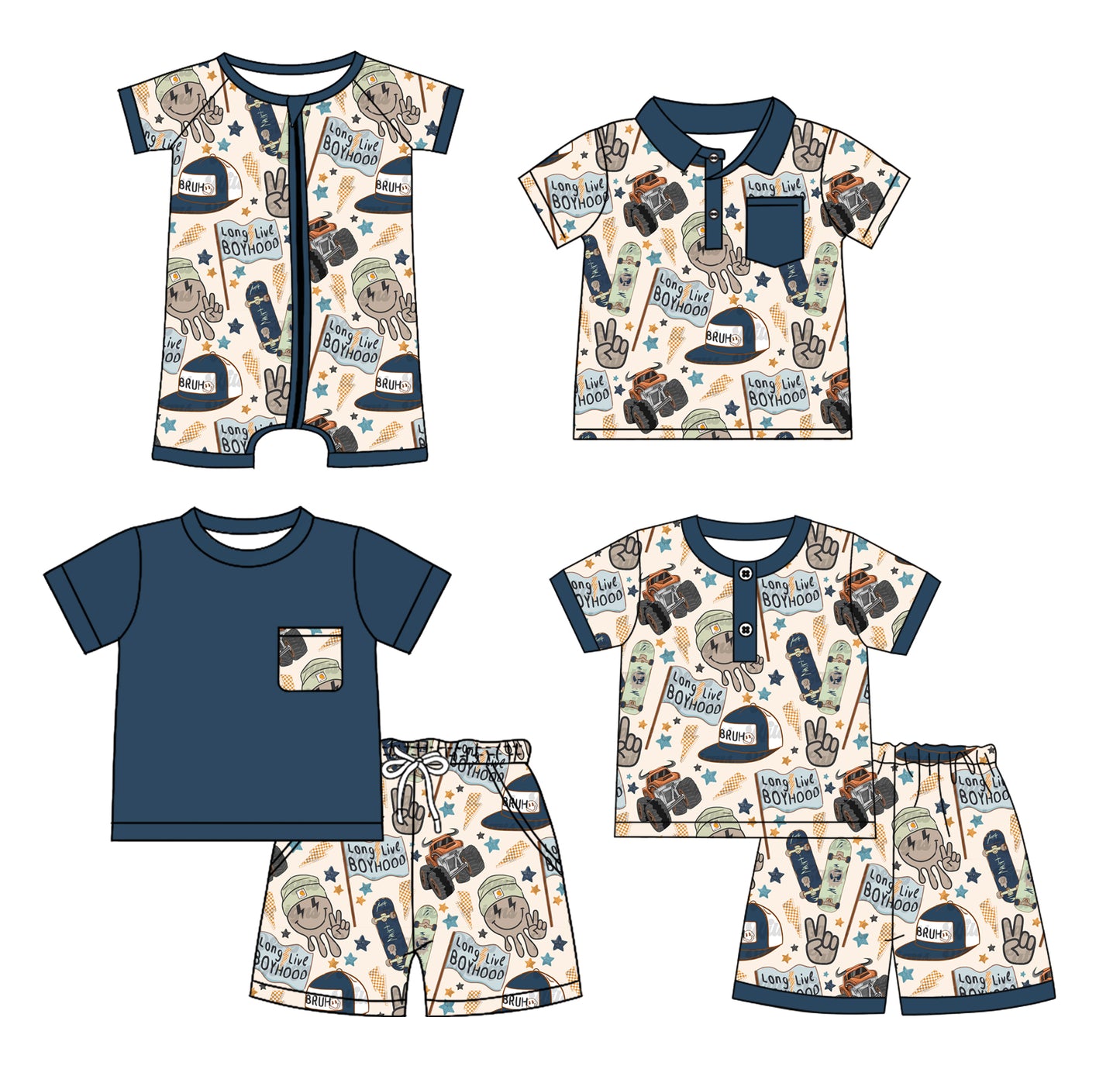 4.2 custom each style moq 5eta 4-6week Sibling Sister baby boy sets 1 and sets 2 and boy rompers and top match family design
