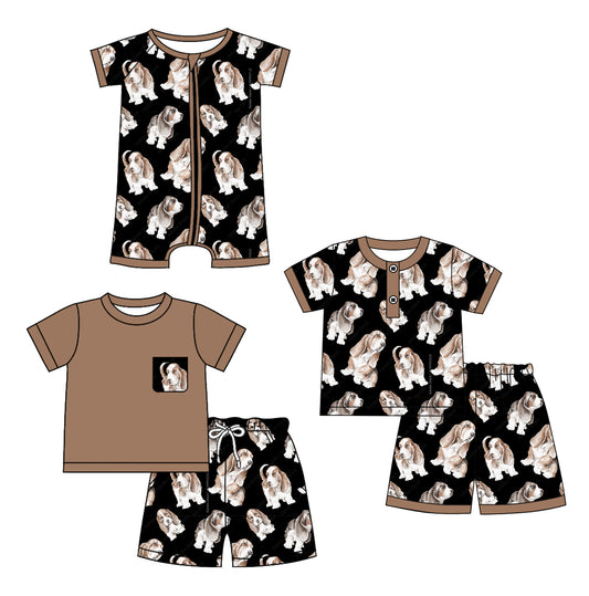 12.21 custom each style moq 5eta 4-6week Sibling Sister dog baby boy short sleeve shorts set 1 and sets 2 and boy romper match design