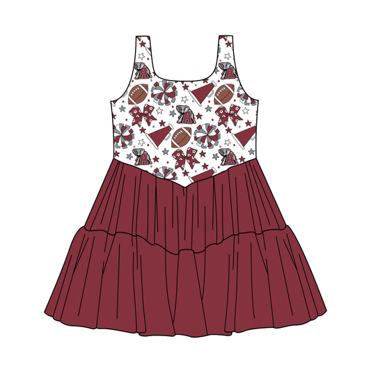 Custom moq 5 mix size milk silk summer teams Baby Girls Red Sleeveless Knee-Length Dress Cute Clothing for Little Girls