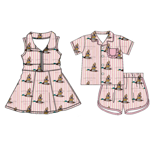 26.1.22 custom each style moq 5 eta 6-8week Sibling Sister duck baby short sleeve shorts sets and dress match design