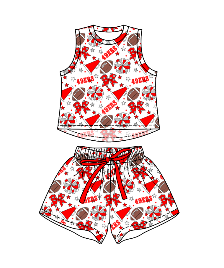 Custom moq 5 mix size milk silk summer teams Baby Girls Stars Bows Vests Top Short Yoga Active Clothes Set for Kids