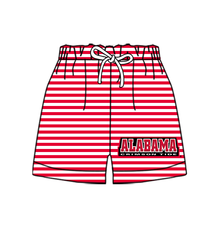 Custom moq 5 mix size milk silk summer teams Baby Red Striped Drawstring Shorts for Children Elastic Waist Kids Summer Shorts