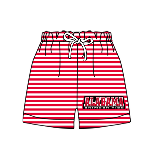 Custom moq 5 mix size milk silk summer teams Baby Red Striped Drawstring Shorts for Children Elastic Waist Kids Summer Shorts