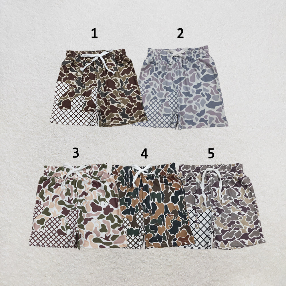 RTS NO MOQ Sibling milk silk Baby Boys Camo Drip Print Elastic Waist Boys Summer Shorts