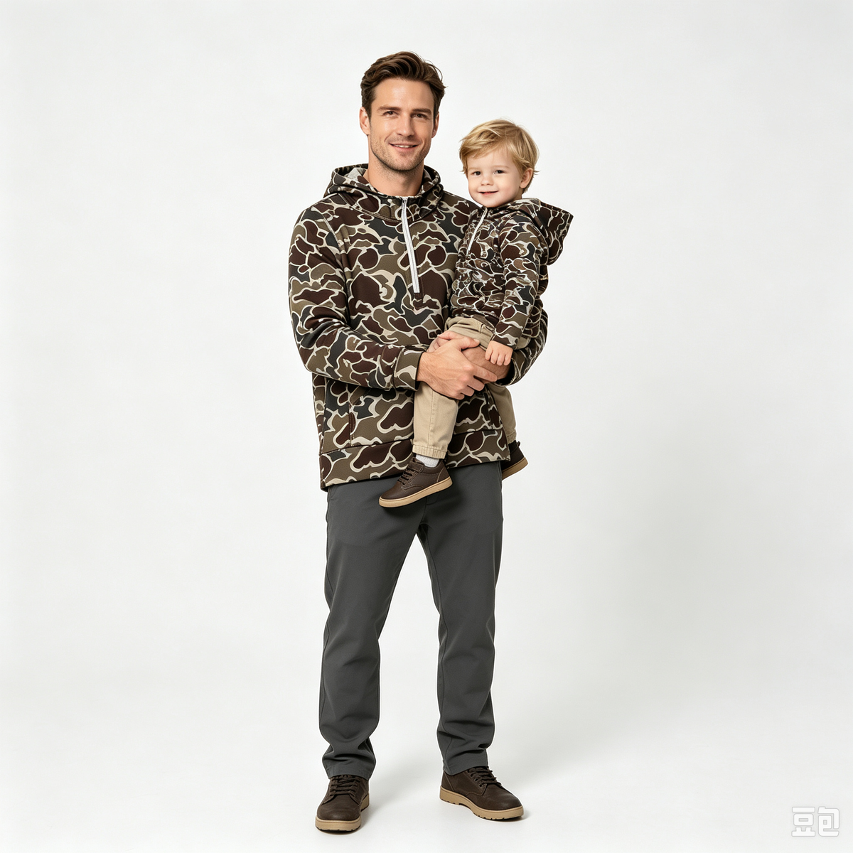 RTS NO MOQ Sibling milk silk Adult To Match Kids Dark Khaki Camo Long Sleeve Zip Pocket Hoodies Tops
