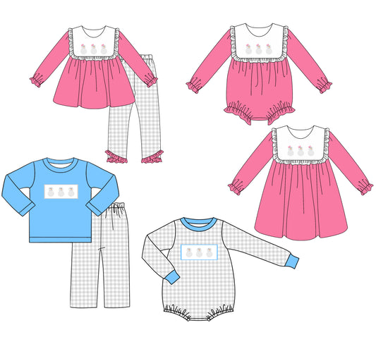 25.6.4 custom each style moq 5eta 4-6week Sibling Sisters Christmas baby girl long sleeve pants sets 1 and sets 2 and romper 1 and romper 2 and dress match family design