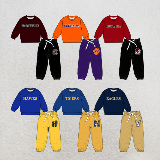 custom moq 5 mix size MSD070904 Baby Kids Long Sleeve Tops Pocket Pants Outfit Set