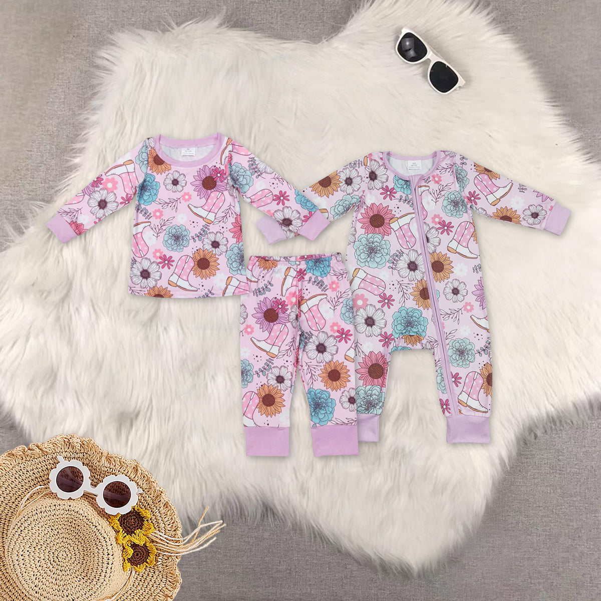 RTS NO MOQ sibling baby girls clothes floral long sleeve Clothes Sets and rompers