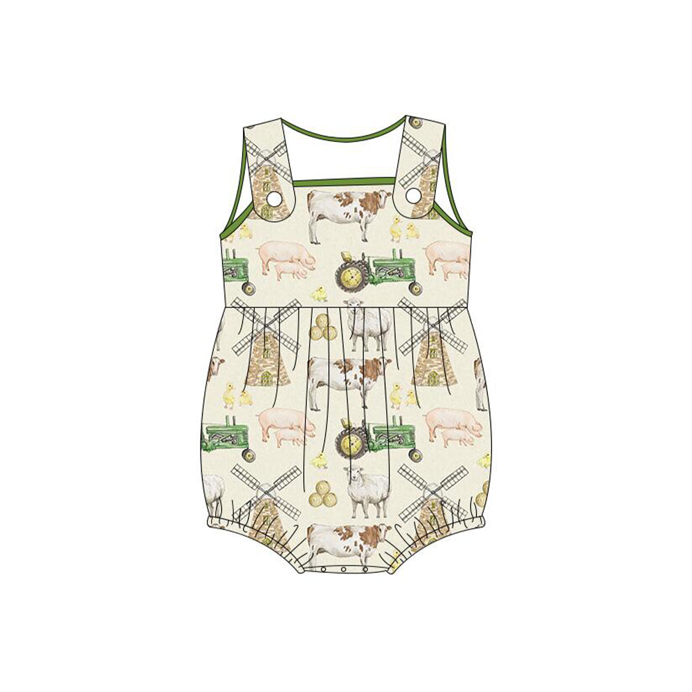 5.11custom each style moq 5eta 4-5week Sibling Sister Country style farm cattle and sheep prints green boys and girls outfits and baby romper match family design