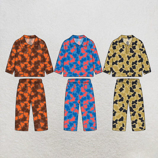 custom moq 5 mix size XY073004 Baby Kids Camo Print Long Sleeve Top Pants Casual Team Outfit Set