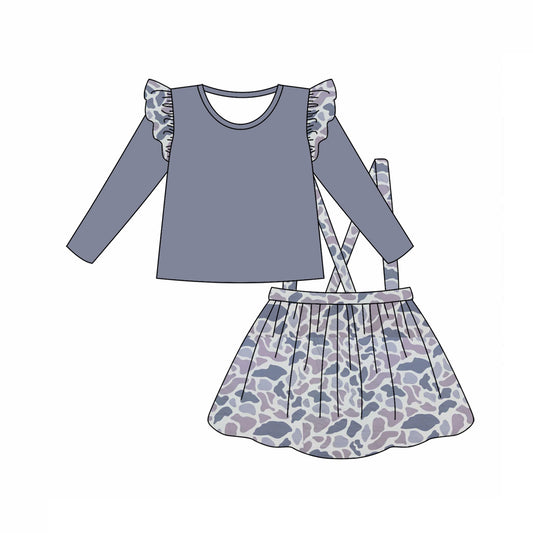 9.16 custom each style moq 5eta 4-6week baby girl clothes camouflage gray long sleeve suspender dress