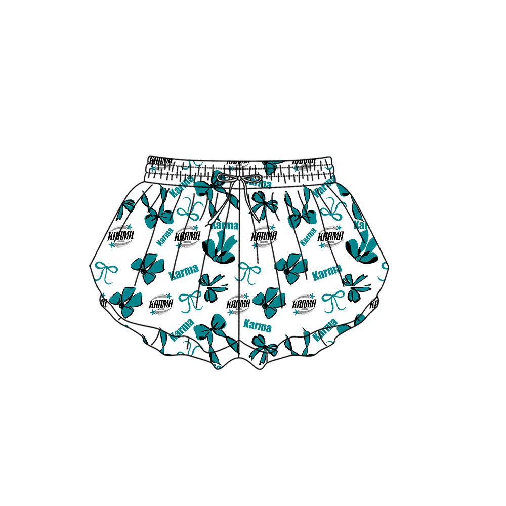 custom moq 5 mix size MSD072201 Baby Girls Bows Print Yoga Shorts Casual Active Bottoms