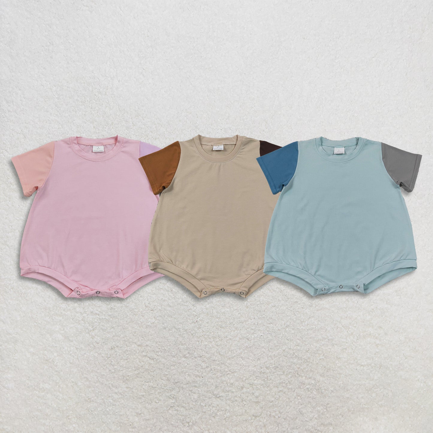 RTS NO MOQ Sibling cotton Baby Boys Patchwork Short Sleeve Summer Rompers