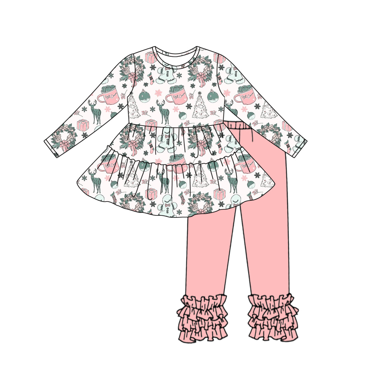 7.17 custom each style moq 5eta 4-6week Sibling Sister Christmas baby girls sets and dress match family design