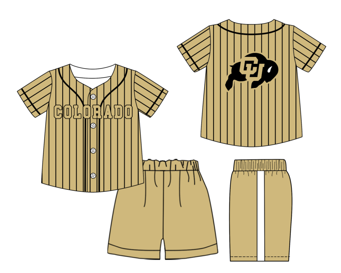 Custom moq 3 or 5 mix size milk silk summer teams baby boy clothes khaki short sleeve shorts sets-26.1.21