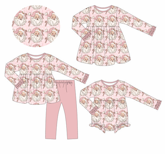 25.6.12 custom each style moq 5eta 4-6week Sibling Sisters Christmas pink baby girl long sleeve pants sets and dress and rompers match family design