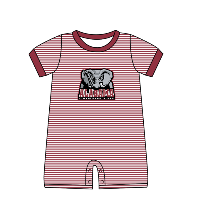 Custom moq 5 mix size milk silk summer teams Baby Boys And Girls Red Short-Sleeved Shirt And Shorts Set Matching Striped Rompers Outfit Set