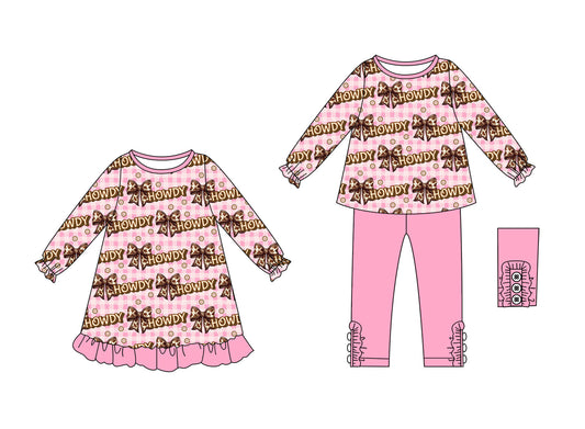 25.9.9 custom each style moq 5eta 4-6week Sibling Sisters HOWYD bow baby girl long sleeve pants sets and dress match family design