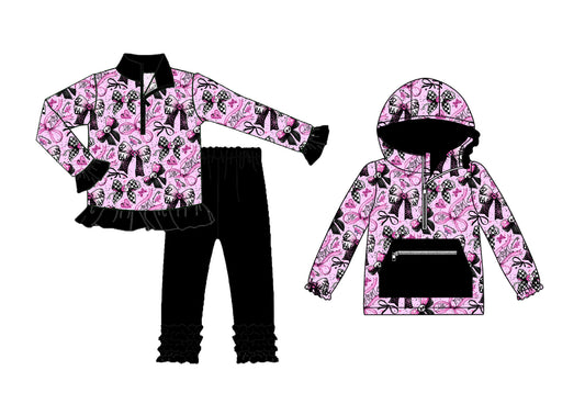 25.7.26custom each style moq 5eta 4-6week Sibling Sisters bow baby girl long sleeve pants sets and top match family design