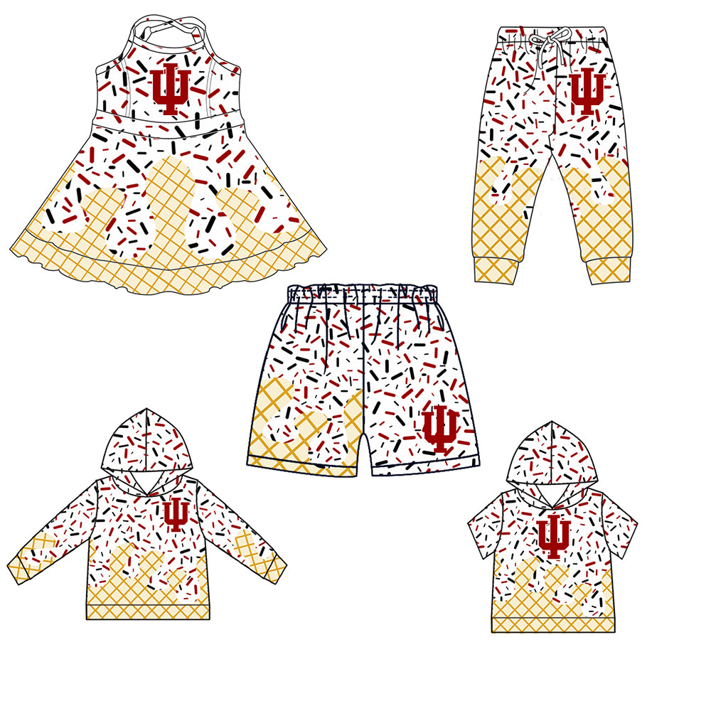 Custom summer teams baby girls clothes team white hooded long sleeve tops and short sleeve top and dress and pants and shorts-25.5.29