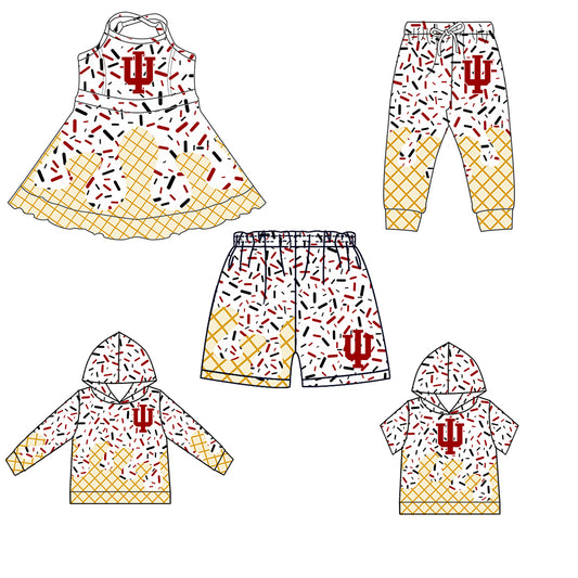 Custom summer teams baby girls clothes team white hooded long sleeve tops and short sleeve top and dress and pants and shorts-25.5.29