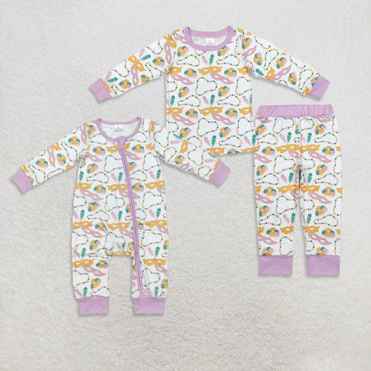 RTS Sibling baby girl clothes mardi gras long Sleeve pants sets and rompers