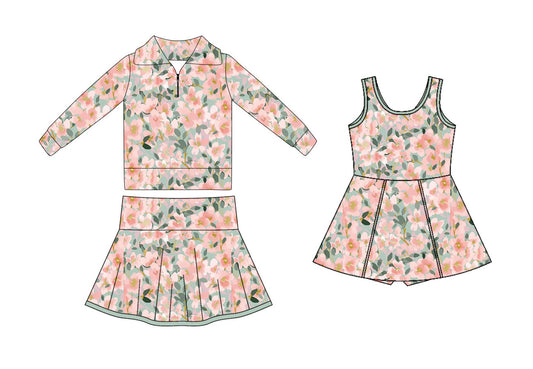 25.10.24 custom each style moq 5 eta 6-8week Sibling Sisters floral baby girl long sleeve skirts sets and dress match family design