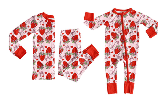 25.10.31 custom each style moq 5 eta 6-8week Sibling Sisters strawberry bow love baby girl clothes long sleeve pants sets and romper match family design