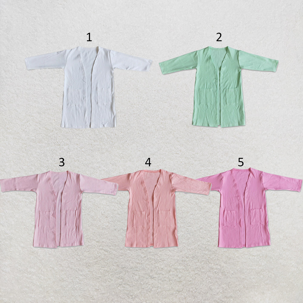 RTS NO MOQ Sibling cotton Baby Girls Solid Color Long Sleeve Spring Cardigan With Side Pockets