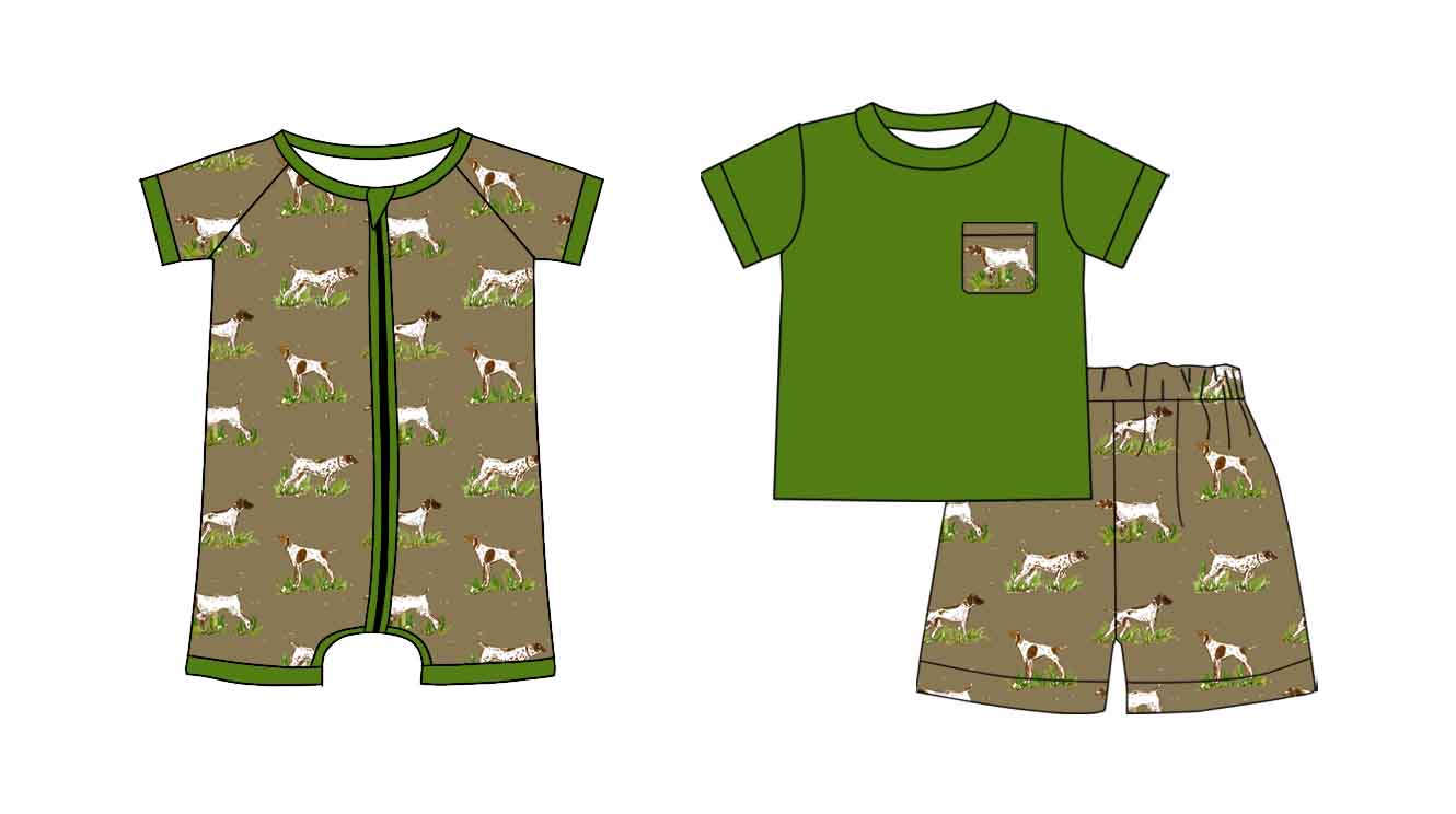 25.12.11 custom each style moq 5 eta 6-8week Sibling Sister puppy baby boy short sleeve shorts sets and romper match design