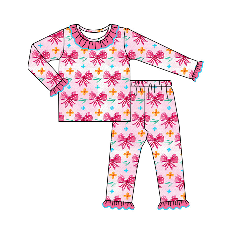 8.19 custom each style moq 5eta 4-6week Sibling Sister bow pink baby girl sets and dress and rompers match family design