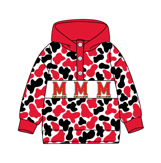 5-Custom moq 8 mix size milk silk summer team baby boy clothes camouflage red and black hooded long sleeve top-25.10.9