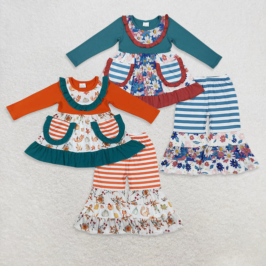 RTS NO MOQ Sibling Baby Girls Long Sleeve Pants Sets
