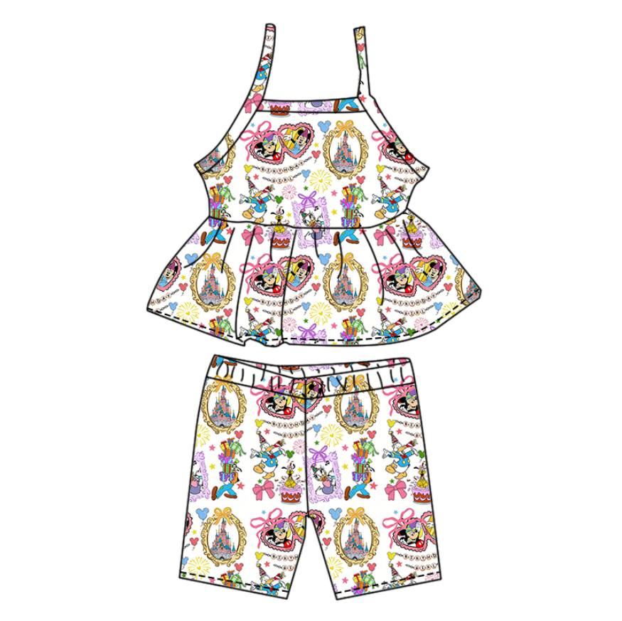 Custom moq 5 mix size milk silk Summer Girl Set with Short Sleeves and Shorts girls clothes