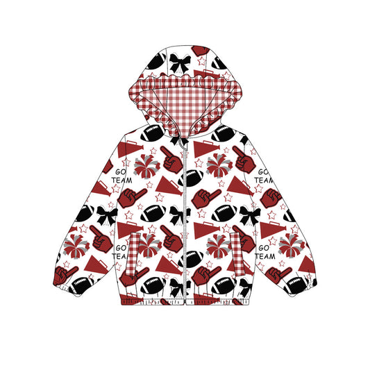 Custom moq 8 mix size milk silk summer team baby girls clothes bow red hooded long sleeve top-25.9.30