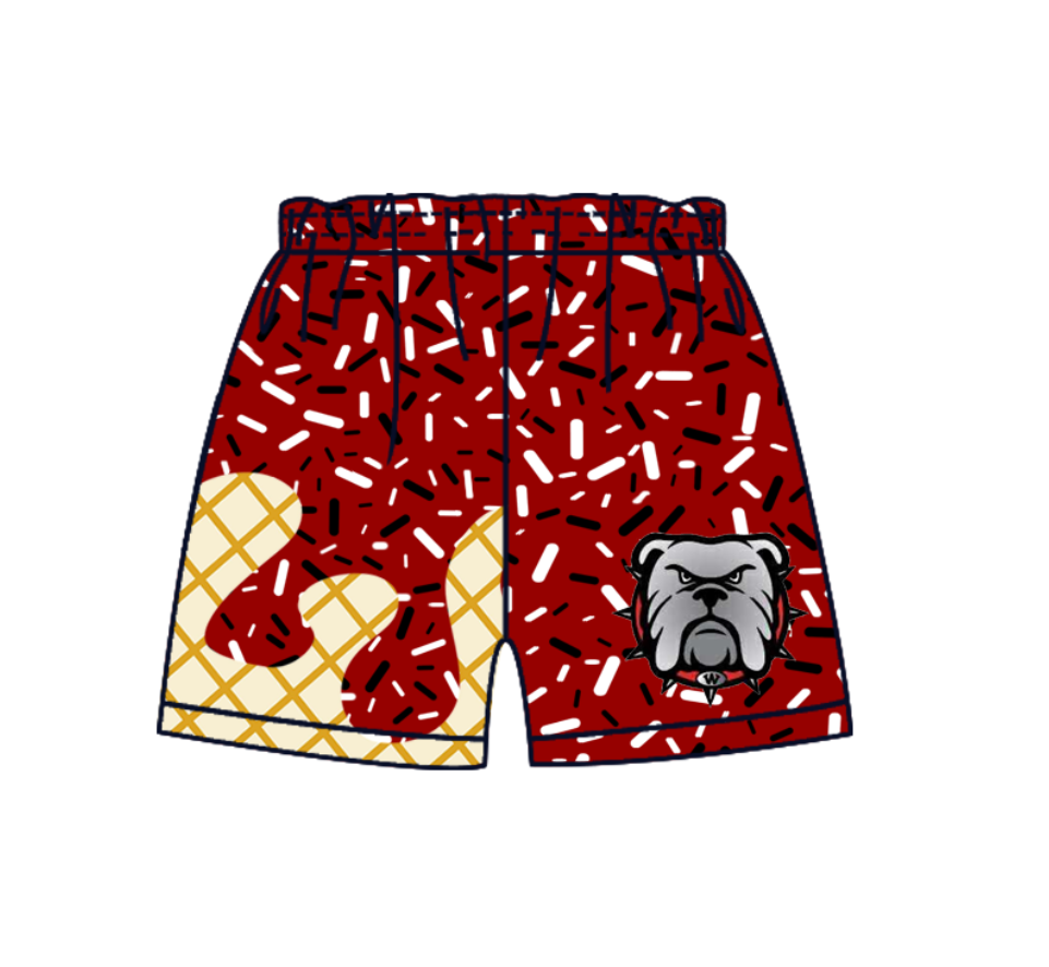 Custom moq 5 mix size milk silk eta 6-8weeks summer teams brick red baby girls clothes team sleeveless skirts shorts  cheer sets kids icde gream shorts drip shorts