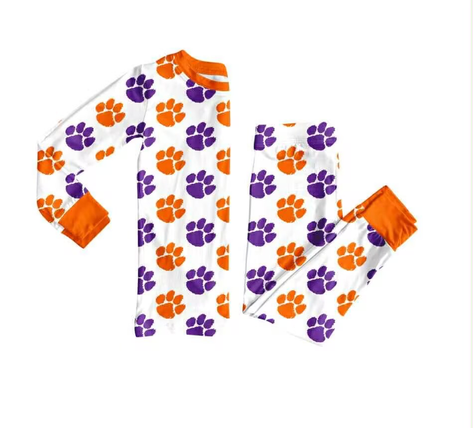 Custom moq 5 mix size milk silk summer teams baby boy clothes purple long sleeve pants sets-25.8.28