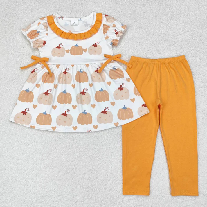 RTS NO MOQ Sibling baby girl clothes Halloween short sleeve and long sleeve pants Sets