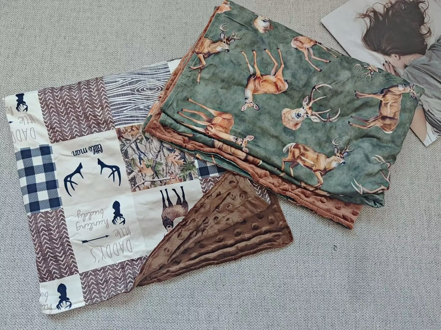 RTSNO MOQ Sibling baby kids Elk brown green baby blankets
