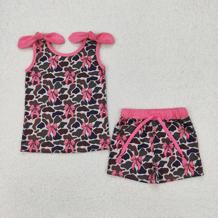 RTS NO MOQ baby Girls Clothes short sleeve shorts Sets