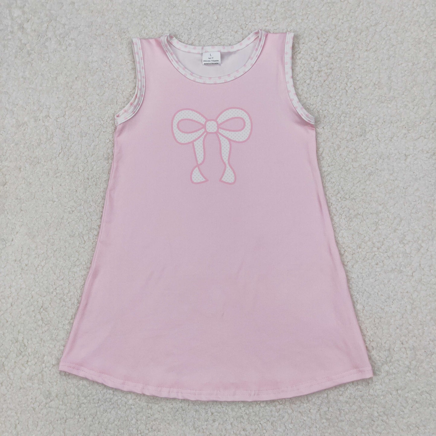 RTS NO MOQ ETA 5/7days Arrived GSD2157 Pink sleeveless dress with plaid bow pattern