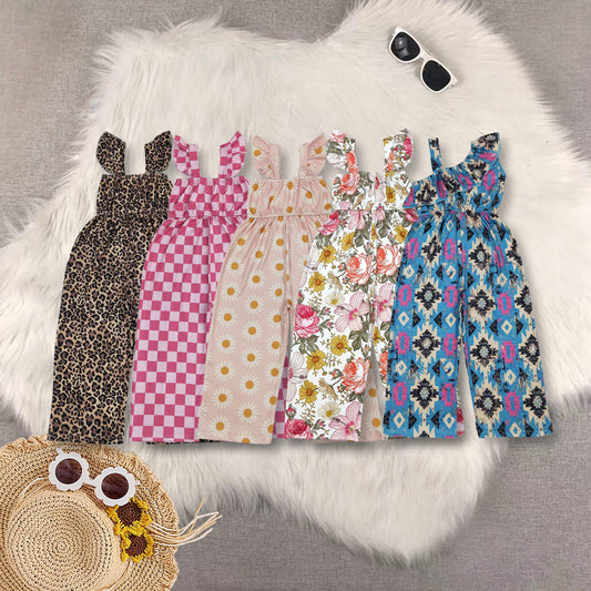 RTS Sibling Baby girls clothes flying sleeve jumpsuits
